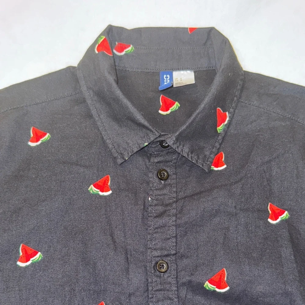 Divided Blue Shirt with Red Watermelon Pattern. Size Small - Picture 8 of 8